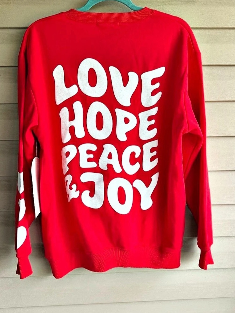 Revival Club Christian Graphic Crewneck Sweatshirt Red Romans 15:13 NWT L